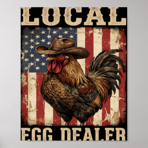 Lokale eierhandelaar rooster Pasen Grappige kippen Poster