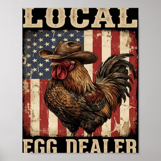 Lokale eierhandelaar rooster Pasen Grappige kippen Poster (Voorkant)