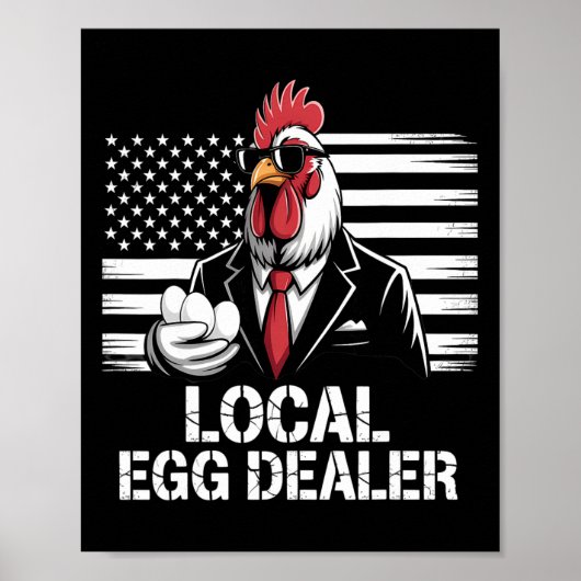 Lokale eierhandelaar rooster Pasen Grappige kippen Poster (Voorkant)