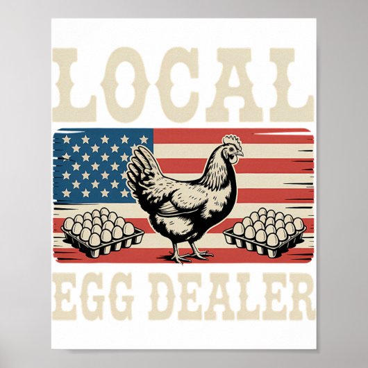 Lokale eierhandelaar rooster Pasen Grappige Kippen Poster (Voorkant)
