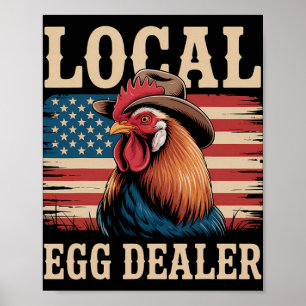 Lokale eierhandelaar rooster Pasen grappige kippen Poster