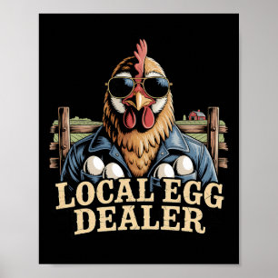 Lokale eierhandelaar rooster Pasen grappige kippen Poster