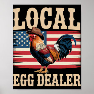 Lokale eierhandelaar rooster Pasen grappige kippen Poster