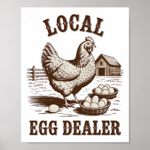 Lokale eierhandelaar rooster Pasen grappige kippen Poster