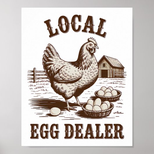 Lokale eierhandelaar rooster Pasen grappige kippen Poster (Voorkant)