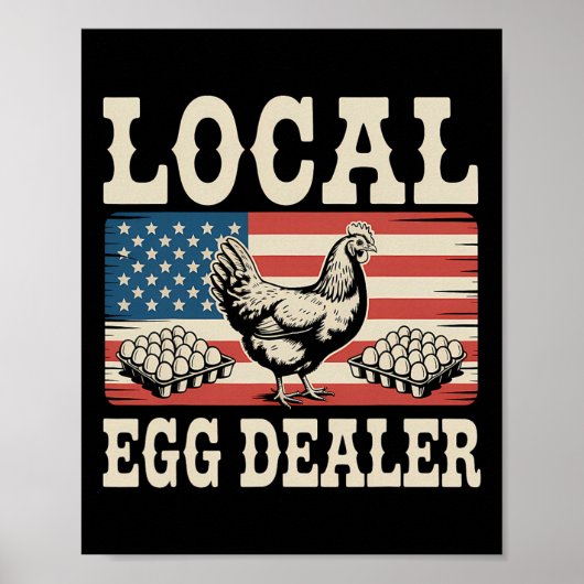 Lokale eierhandelaar rooster Pasen Grappige kippen Poster (Voorkant)