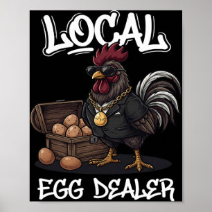 Lokale eierhandelaar rooster Pasen grappige kippen Poster