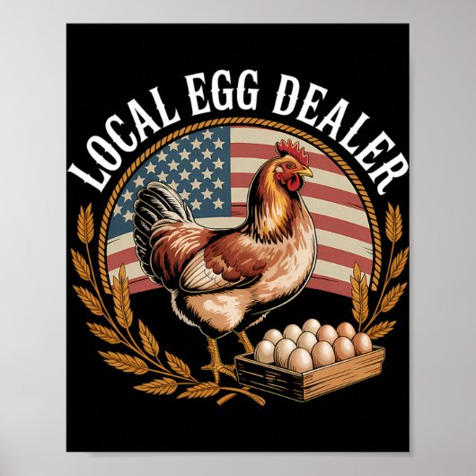 Lokale eierhandelaar rooster Pasen grappige kippen Poster (Voorkant)