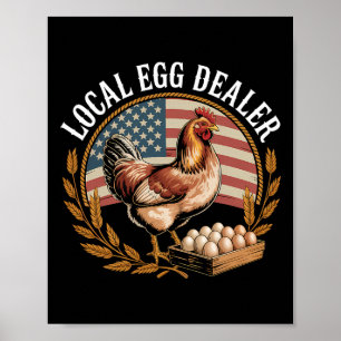 Lokale eierhandelaar rooster Pasen grappige kippen Poster