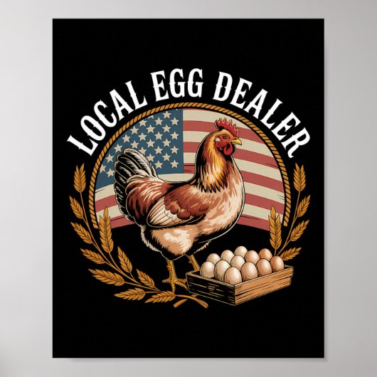 Lokale eierhandelaar rooster Pasen grappige kippen Poster (Voorkant)
