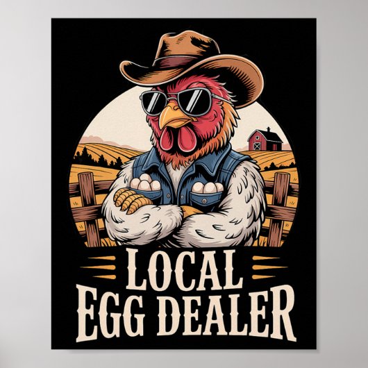 Lokale eierhandelaar rooster Pasen Grappige kippen Poster (Voorkant)