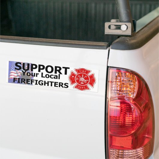 LOKALE FIREFIGHTERS ONDERSTEUNEN BUMPERSTICKER (Op Truck)