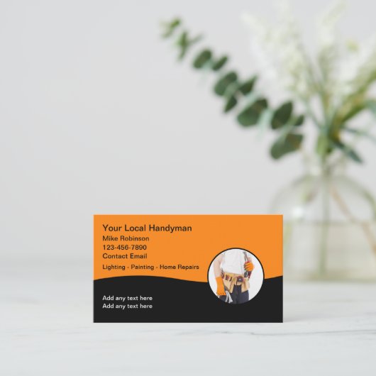 Lokale Handyman Moderne Visitekaartjes (Staand voorkant)