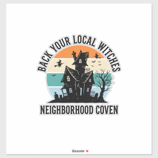 Lokale Heks Halloween Spokenhuis Retro Kunst Sticker (Vel)