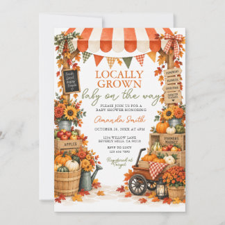 Lokale Herfst Pompoen Markt Meisje Baby Shower Kaart