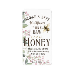 Lokale Honing Hex Jar Meadow Flowers & Bee Etiket