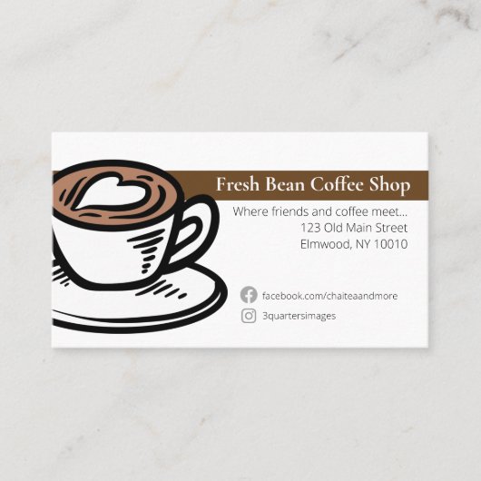 Lokale koffiewinkel visitekaartje (Voorkant)