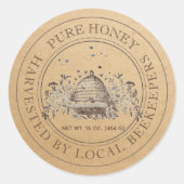 Lokale Kraft  Skep Honey Jar-label Ronde Sticker (Voorkant)