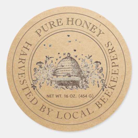 Lokale Kraft Skep Honey Jar-label Ronde Sticker (Voorkant)