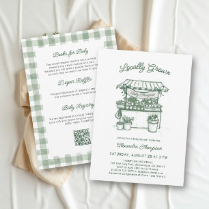 Lokale Markt Groene All-in-One Baby Shower Kaart