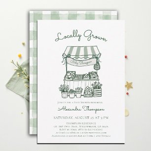 Lokale Markt Kraam Groen Baby Shower Kaart