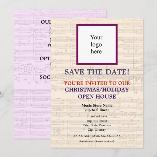 Lokale Muziekwinkel Logo Christmas III Open House Save The Date (Voorkant / Achterkant)