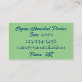 Lokale onkruidstandaard Producent Sunflower Visitekaartje (Achterkant)