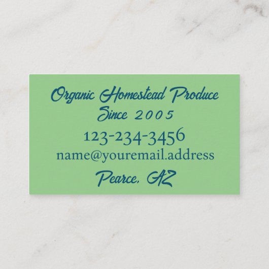 Lokale onkruidstandaard Producent Sunflower Visitekaartje (Achterkant)