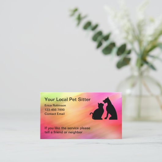 Lokale Pet Sitter Visitekaartjes Design Sjabloon (Staand voorkant)
