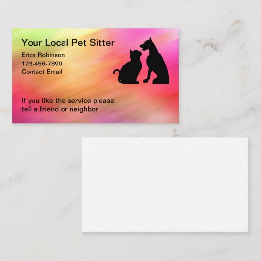Lokale Pet Sitter Visitekaartjes Design Sjabloon (Voorkant / Achterkant)