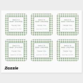Lokale salie gingham baby shower bedankje vierkante sticker