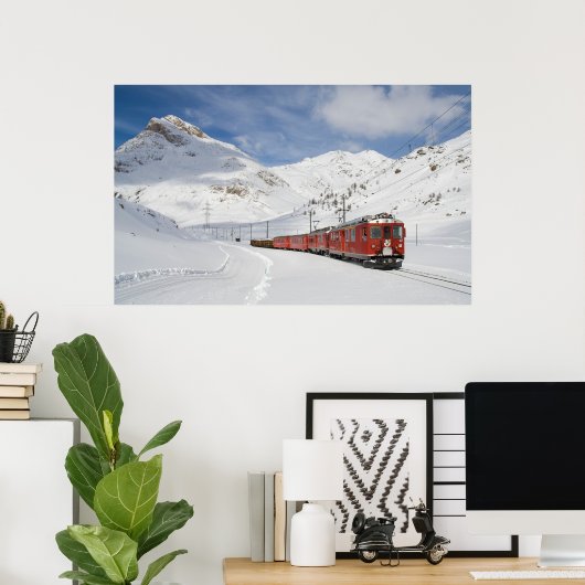 Lokale trein op de lijn Bernina Poster (Thuiskantoor)