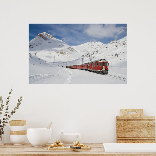 Lokale trein op de lijn Bernina Poster (Keuken)