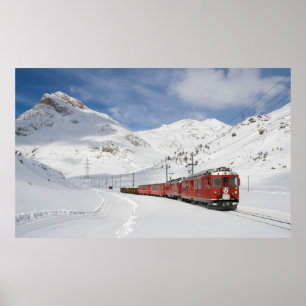 Lokale trein op de lijn Bernina Poster