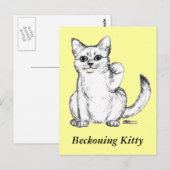 Lokkende Kitty Kat Maneki Neko Briefkaart (Voorkant / Achterkant)