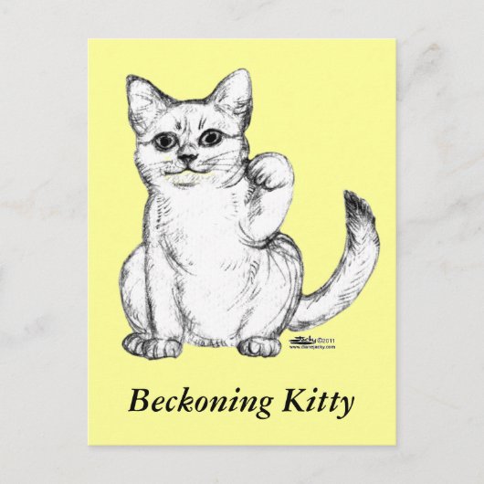 Lokkende Kitty Kat Maneki Neko Briefkaart (Voorkant)