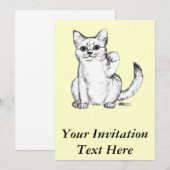 Lokkende Kitty Kat Maneki Neko Kaart (Voorkant / Achterkant)