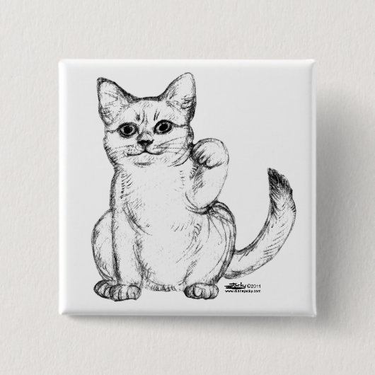 Lokkende Kitty Kat Maneki Neko Vierkante Button 5,1 Cm (Voorkant)