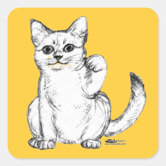 Lokkende Kitty Kat Maneki Neko Vierkante Sticker (Voorkant)