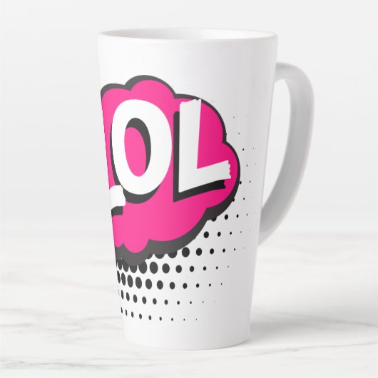 lol-acronym-lacht-uit-luid lachen latte mok (Rechterhoek)