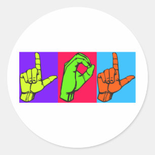 LOL ASL Sign Language Design #2 Ronde Sticker