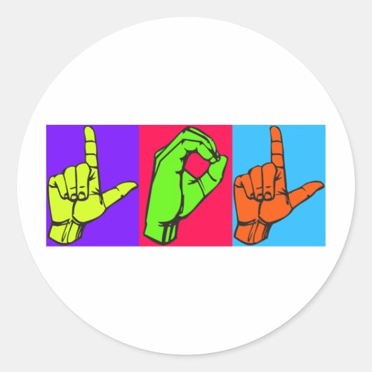 LOL ASL Sign Language Design #2 Ronde Sticker (Voorkant)