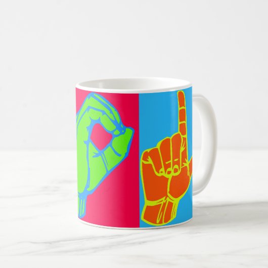 LOL ASL Sign Language Design Koffiemok (Voorkant rechts)