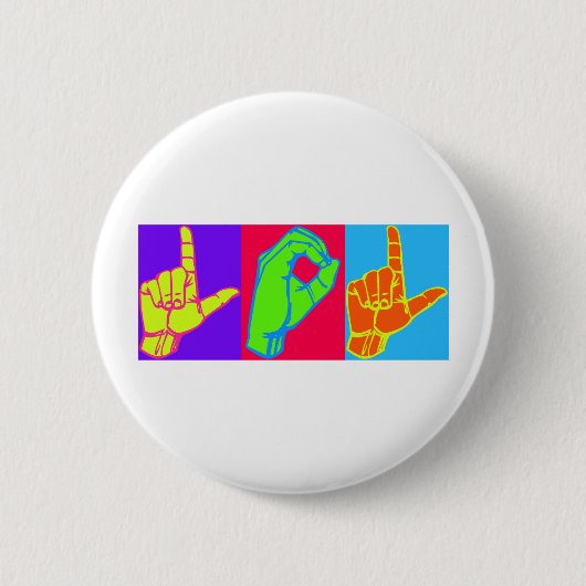 LOL ASL Sign Language Design Ronde Button 5,7 Cm (Voorkant)