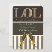 "LOL" Birthday Party Invitation Stripes Kaart (Voorkant)