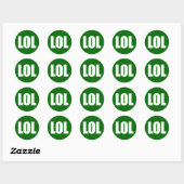 LOL (donker) Wit op Groen Ronde Sticker (Vel)