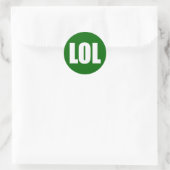 LOL (donker) Wit op Groen Ronde Sticker (Tas)