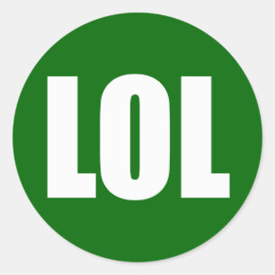 LOL (donker) Wit op Groen Ronde Sticker