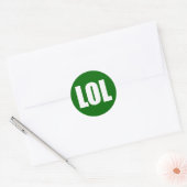 LOL (donker) Wit op Groen Ronde Sticker (Envelop)