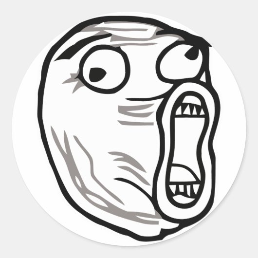 lol face meme humor rofl omfg omfg ronde sticker (Voorkant)